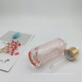 Luxury Clear Pink Empty Glass Serum Cosmetic Dropper Bottle Packaging 50Ml